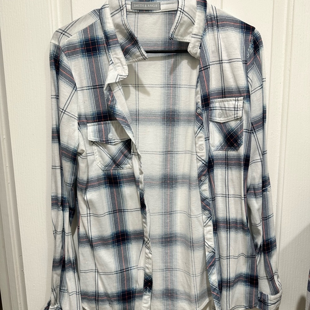 White Plaid Button Up